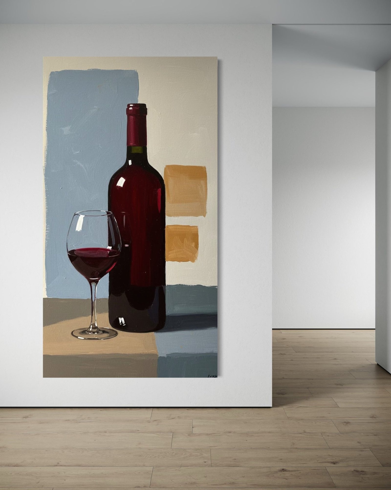 Crimson Silence Minimalist Wine Painting