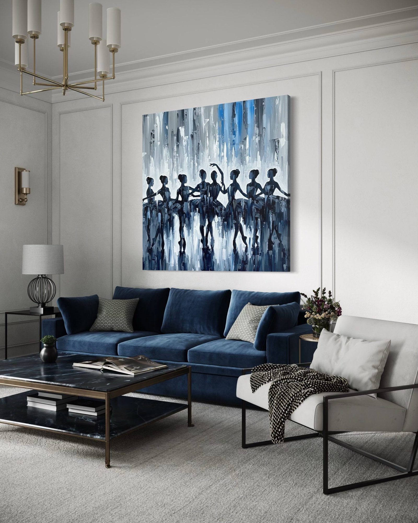 Shadows of Elegance Ballet Abstract Oil Painting