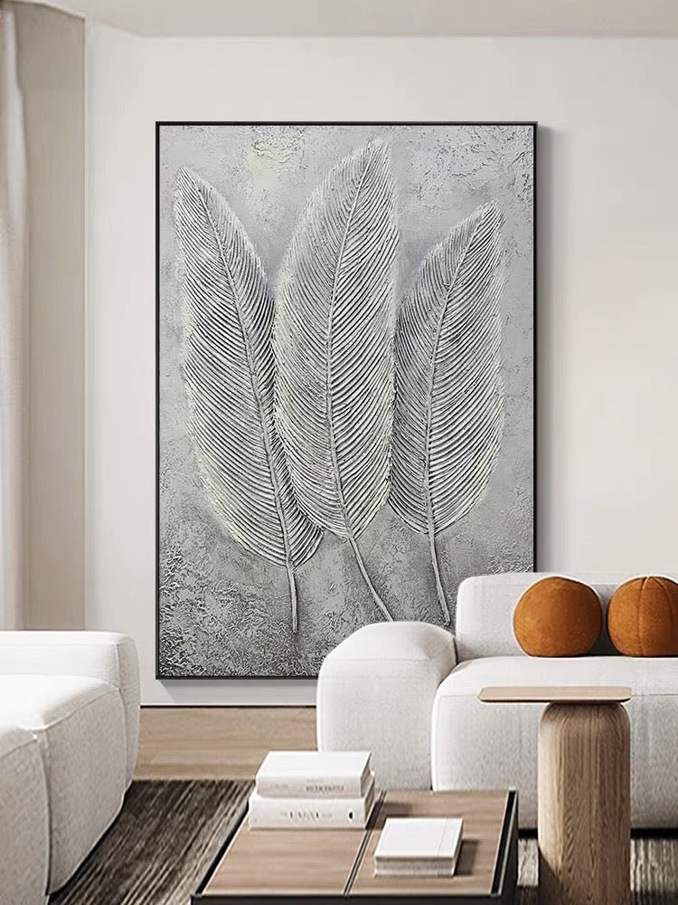 Whispering Feathers Textured Minimalist Painting