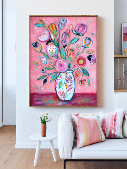 Petal Jubilee: A Vibrant Boho Chic Floral Wall Art for a Joyful Home