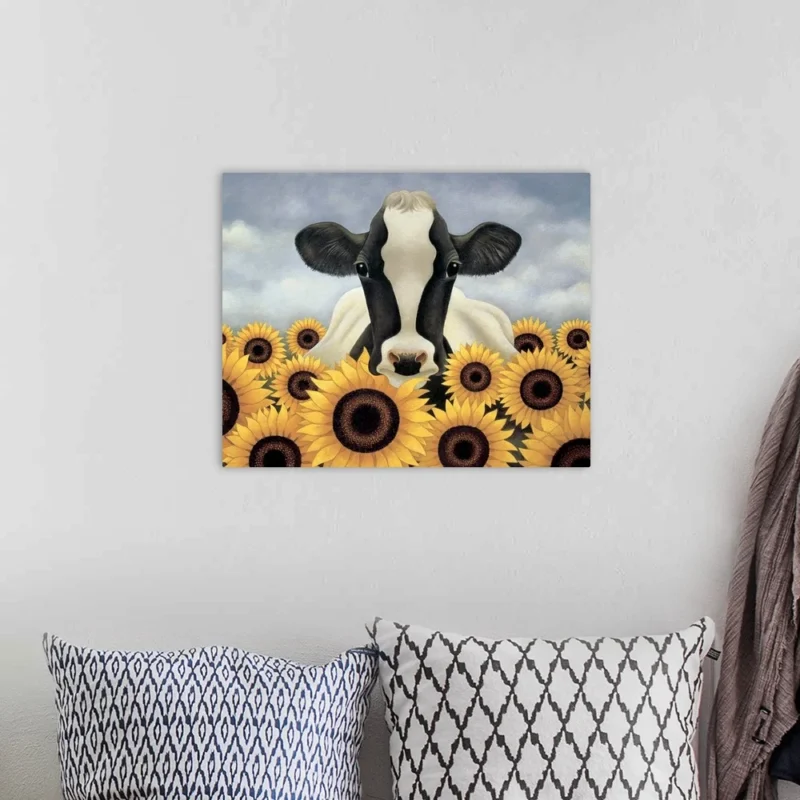 Cow Painting in Rustic Kitchen Decor