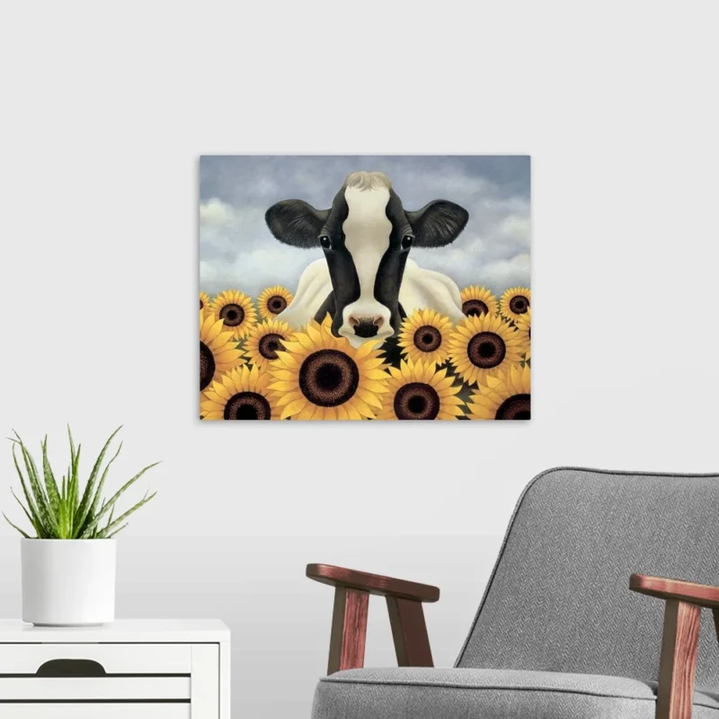 Sunflower Sue Cheerful Cow Painting