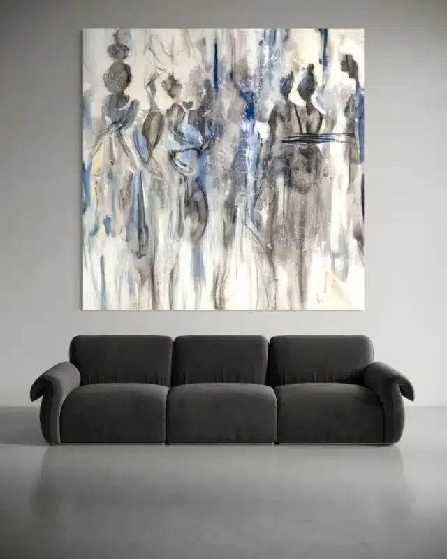 Coordinated art and furniture interior design detai