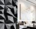 Split screen comparison of industrial foam panels vs a stylish textured acoustic painting.