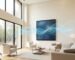 Interior design showing strategic sound panel placement of acoustic art in a living room.