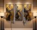 Professional podcast studio using commercial acoustic art for sound dampening and visual branding.